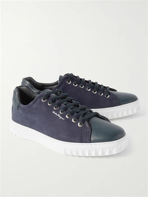 salvatore ferragamo cube leather sneakers.